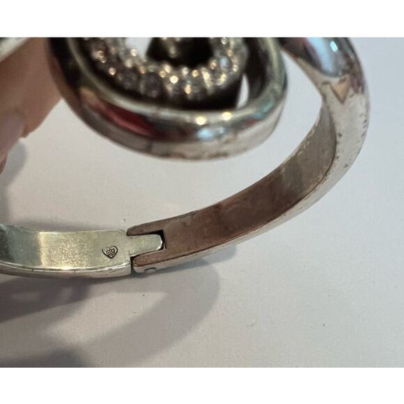 Brighton Silver Tone and Clear Rhinestone Bangle Hinge Bracelet! Retired - Picture 2 of 6